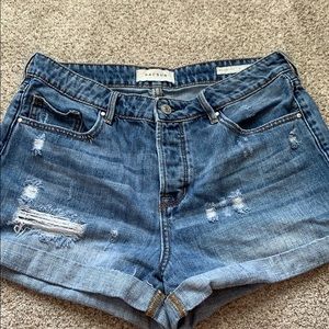 light wash high wasted jean shorts
